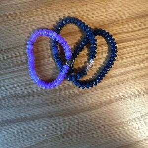 Purple and Blue Beaded Bracelet Set